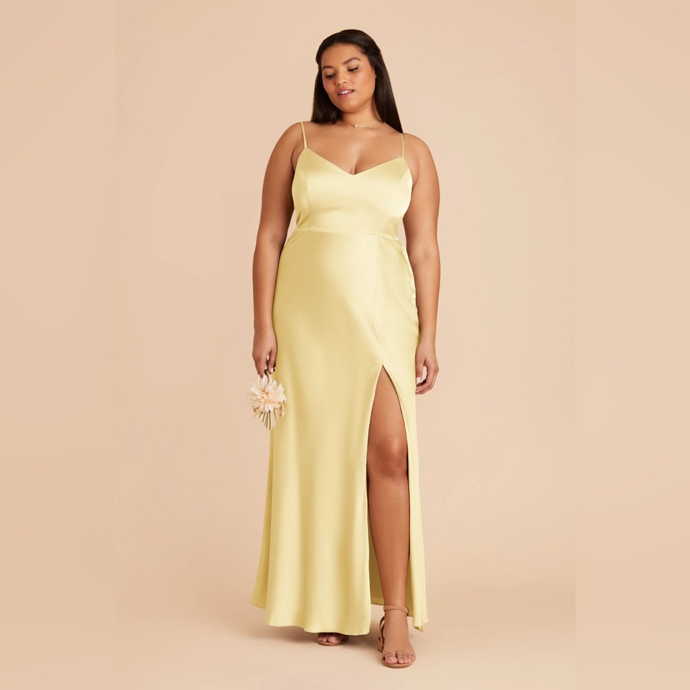 yellow grey bridesmaid dresses Sunflower Yellow Bridesmaid Dress Matte Satin Size Small